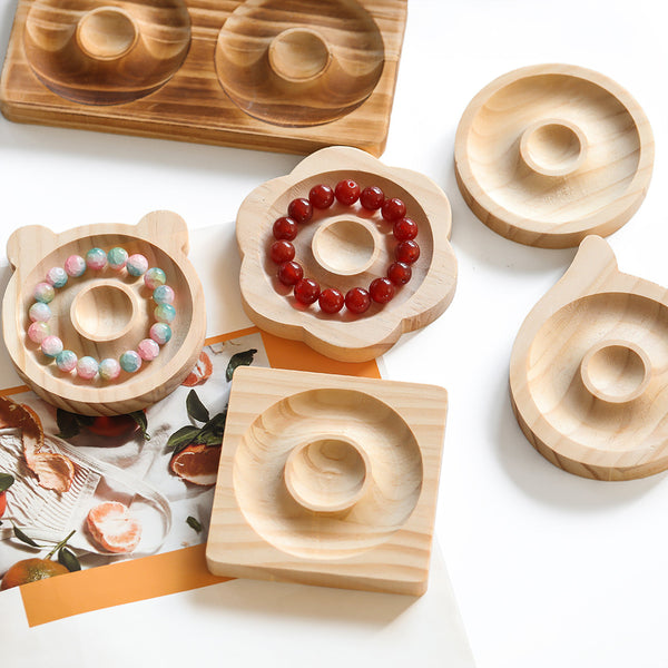 Bandeja de cuentas de madera, bandeja para diseño de joyas, bandeja para herramientas, bandeja para exhibición de pulseras de joyería hecha a mano, dial de medición 