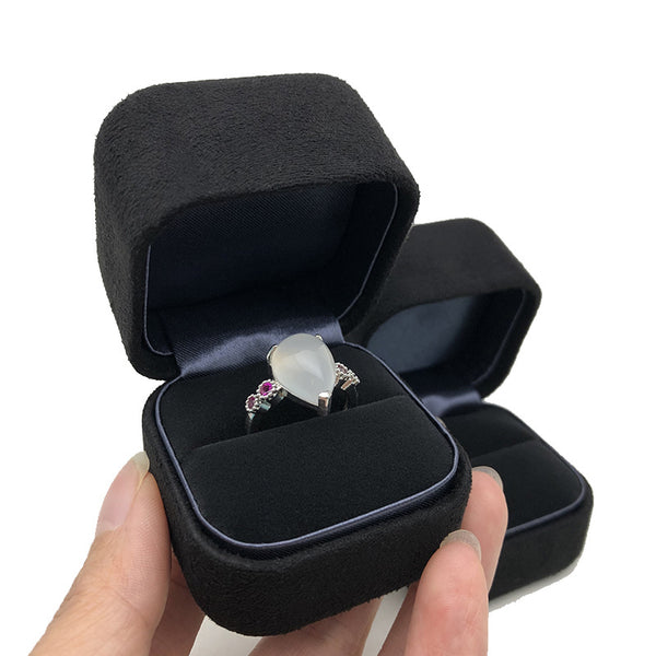 Black Imitation Leather Velvet Ring Box, Hidden Buckle, High-end Stud Earrings, Jewelry Box, Diamond Ring Box.