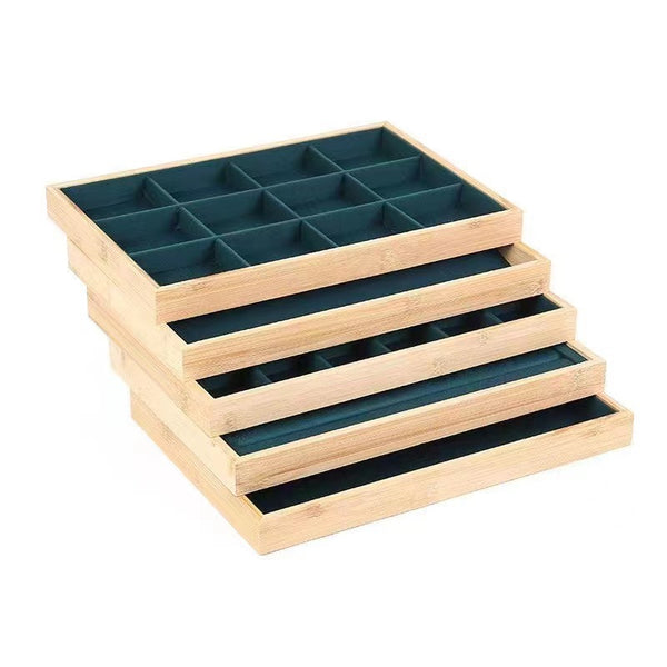 Solid Wood Jewelry Display Tray Grid Ring Necklace Bracelet Earrings Jewelry Jade Live Stream Jewelry Display Stand Holder