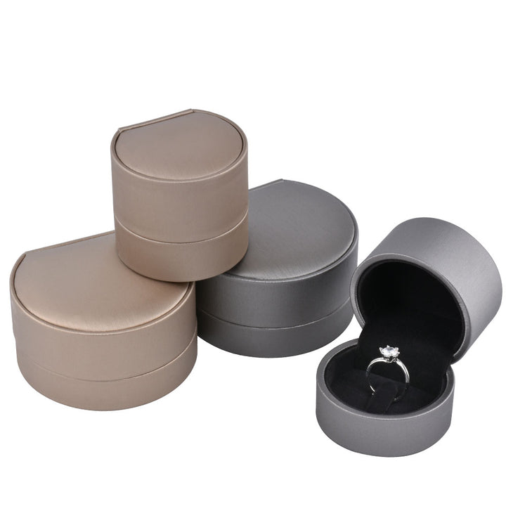 Semicircular-Shaped PU Leather Ring Pendant Box Antique Style For Wedding Gift Box