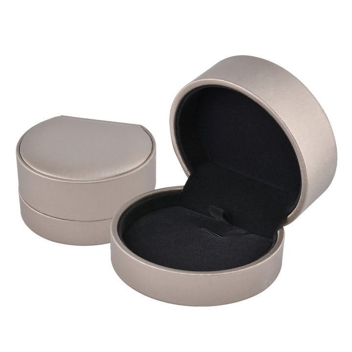 Semicircular-Shaped PU Leather Ring Pendant Box Antique Style For Wedding Gift Box