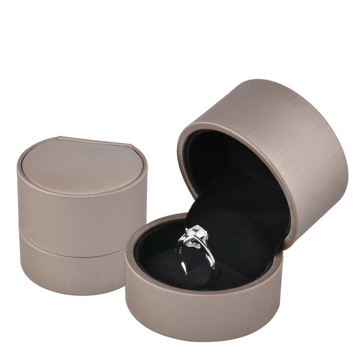 Semicircular-Shaped PU Leather Ring Pendant Box Antique Style For Wedding Gift Box