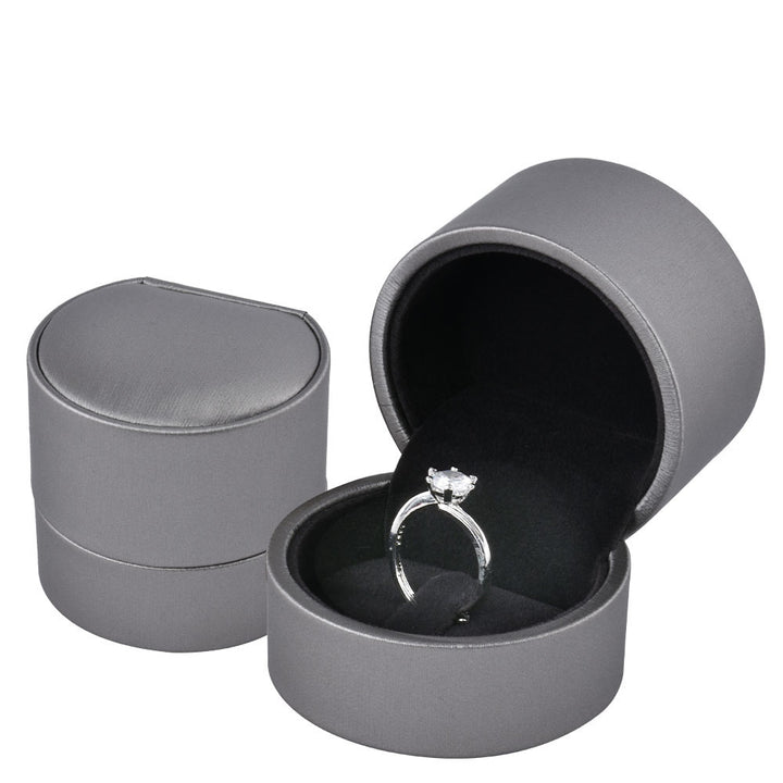 Semicircular-Shaped PU Leather Ring Pendant Box Antique Style For Wedding Gift Box