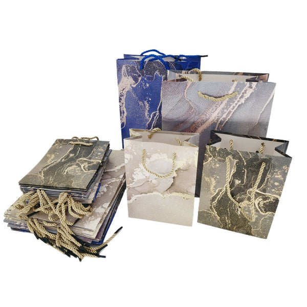 12pcsMulticolor Fashionable Golden Pattern Printed Paper Bag with Drawstring