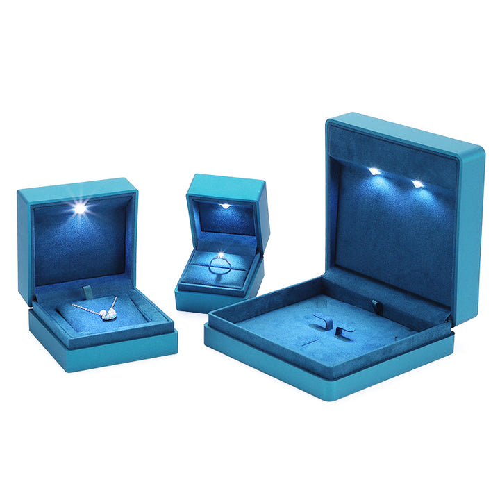 Blue square high-end jewelry box with light