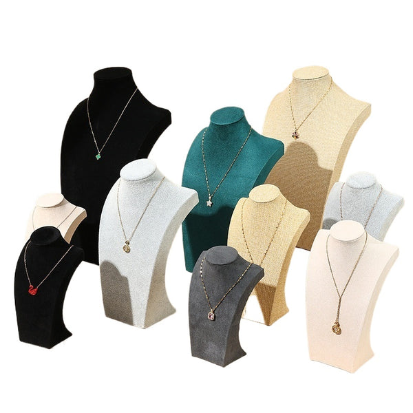 Flannel Necklace Display Rack Wholesale Portrait Model Jewelry Rack Necklace Neck Mold Counter Display Props Necklace Rack