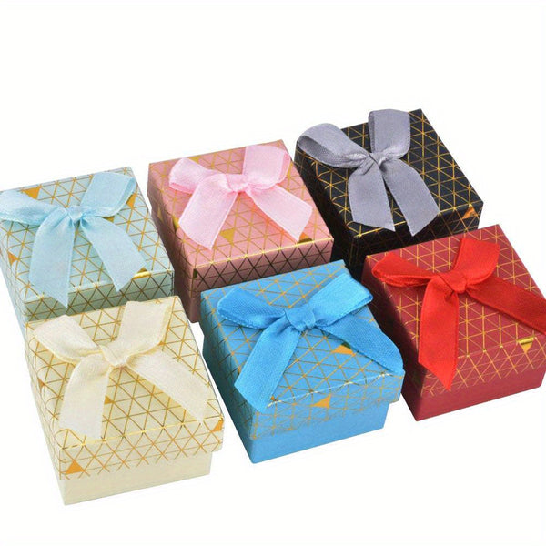 24pcs/12pcs Jewelry Box Necklace Ring Earring Bracelet Gift Box Bow Ribbon Packaging Storage Box Organizer Box with Sponge Mixed Colors