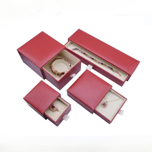 Red Pull-out Jewelry Box, Ring Pendant Necklace Packaging Box, Jewelry Gift Box, Drawer Box in Stock.
