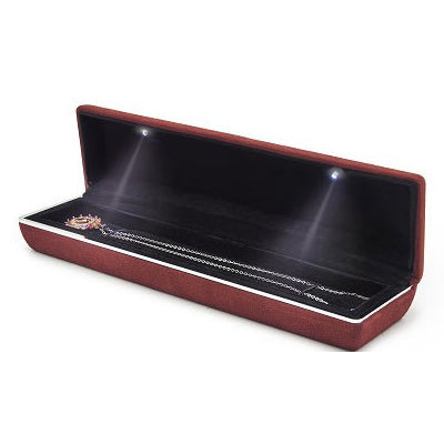 High-end luxury wrapped suede led light jewelry box