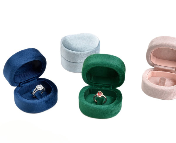 Manufacturer Spot Flannel Hot-selling D-shaped Velvet Ring Box Retro Flannel Ring Jewelry Box Jewelry Gift Box