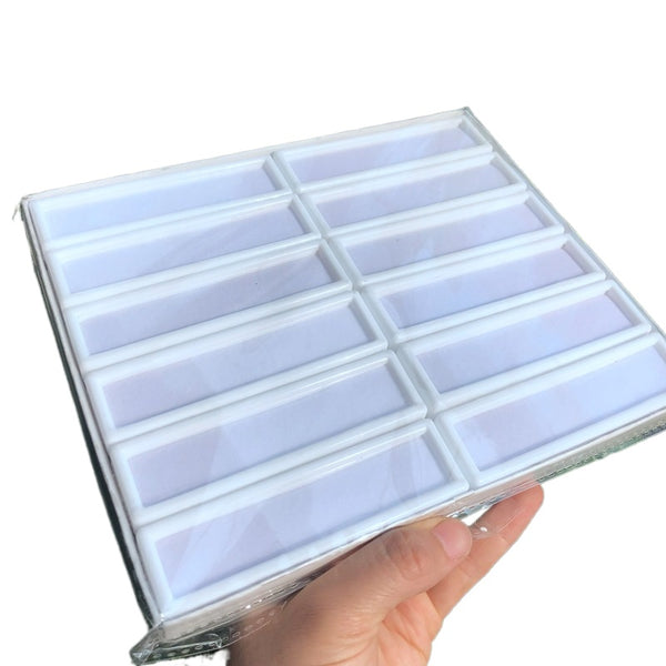 Glass Cover Long Gemstone Box Double-layer Memory Cotton Rectangular White Acrylic Display Stand Long Gemstone Color Treasure Box