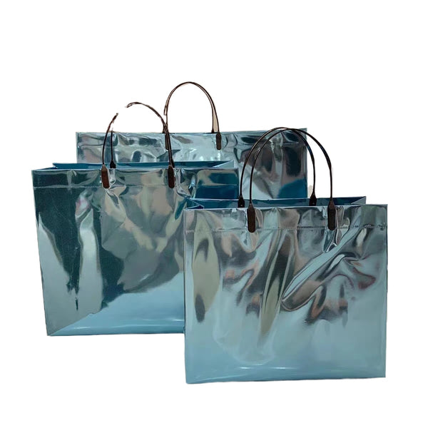 Laser Metallic Tote Bag Clothing Store Light Luxury Shopping Bag Duty-free Shop Gift Waterproof Packaging Bag Wholesale