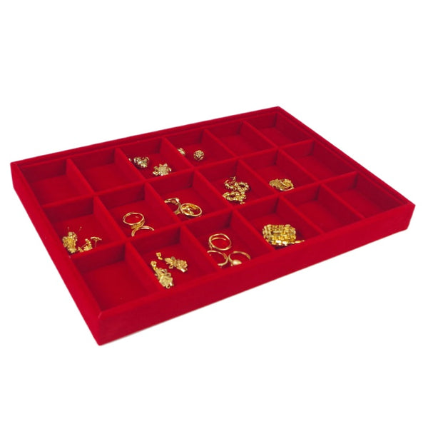 Big Red Flannel Jewelry Tray Storage Box Necklace Ring Earrings Bracelet Pendant Gold Jewelry Display Stand
