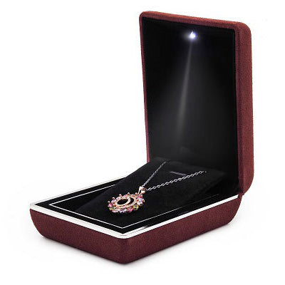 High-end luxury wrapped suede led light jewelry box