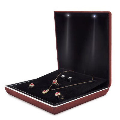High-end luxury wrapped suede led light jewelry box