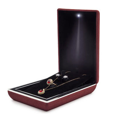 High-end luxury wrapped suede led light jewelry box